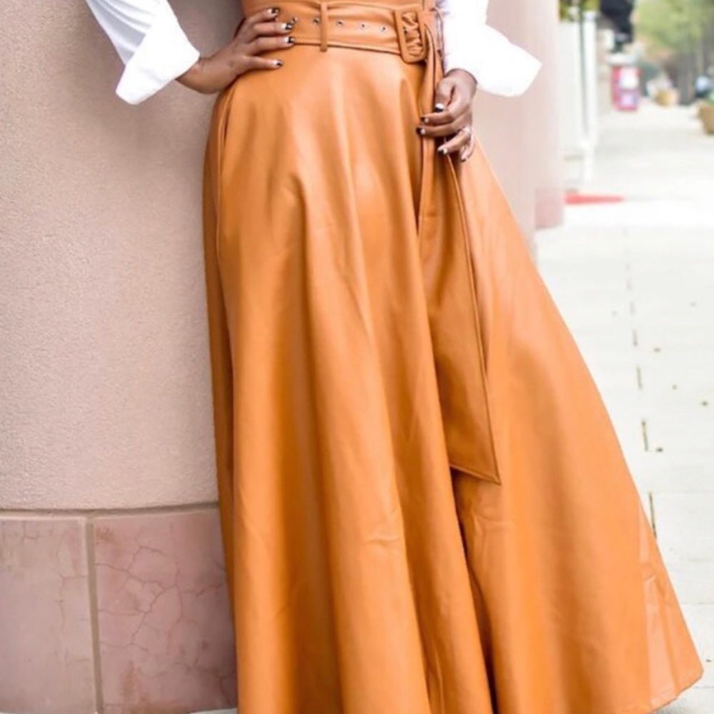 PU Leather High Waist Asymmetrical Zipper Design Skirt